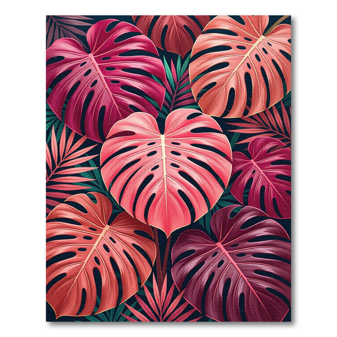 Tropical Pink Monstera Leaf Bloom Rug