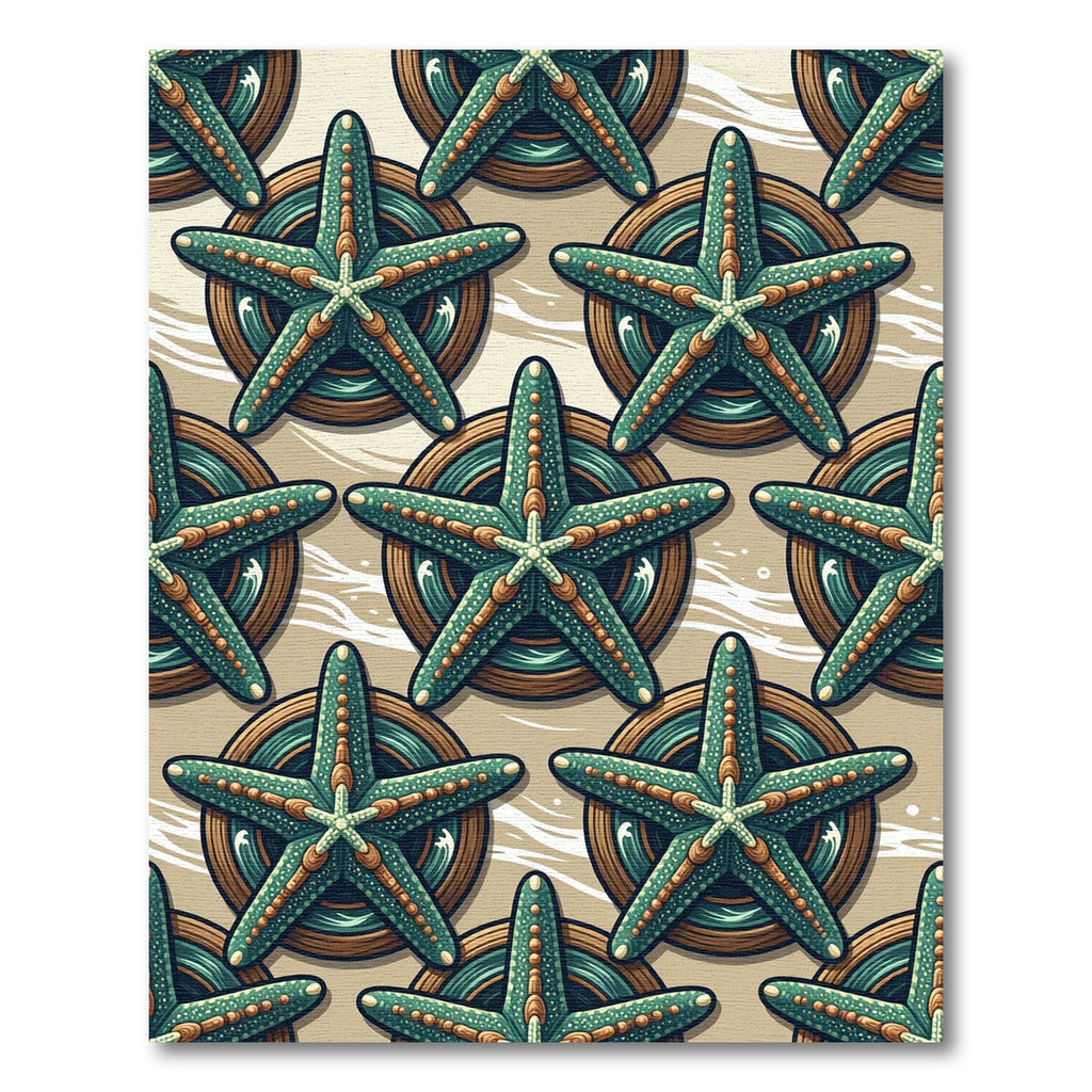 Teal Starfish Sea Coastal Art Rug