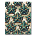 Teal Starfish Sea Coastal Art Rug