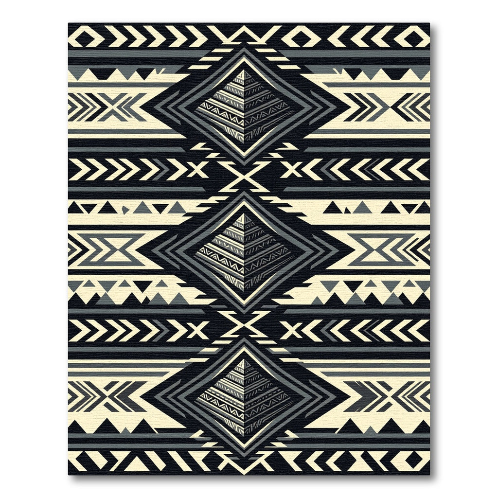 Monochromatic Geometric Aztec Pyramid Rug