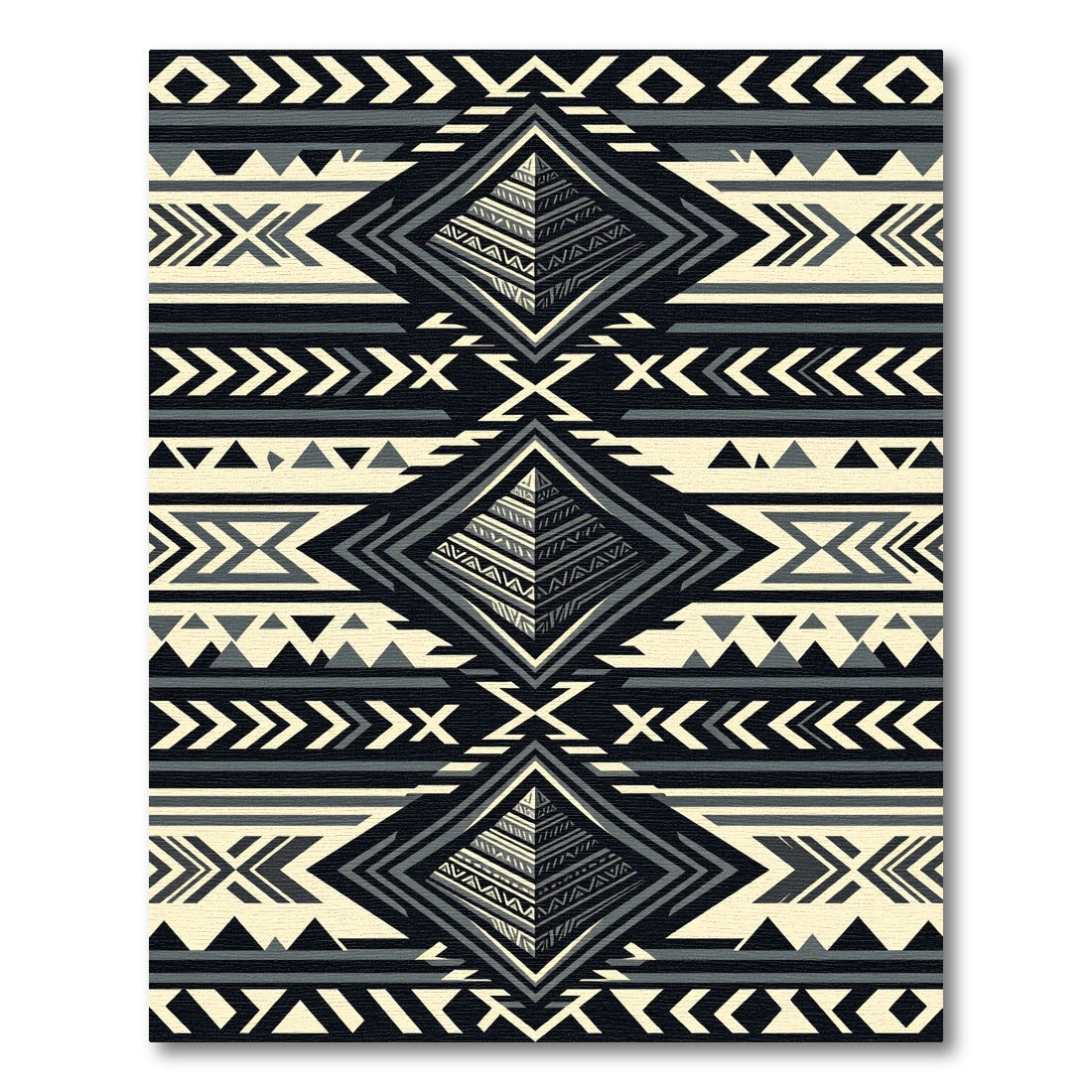Monochromatic Geometric Aztec Pyramid Rug