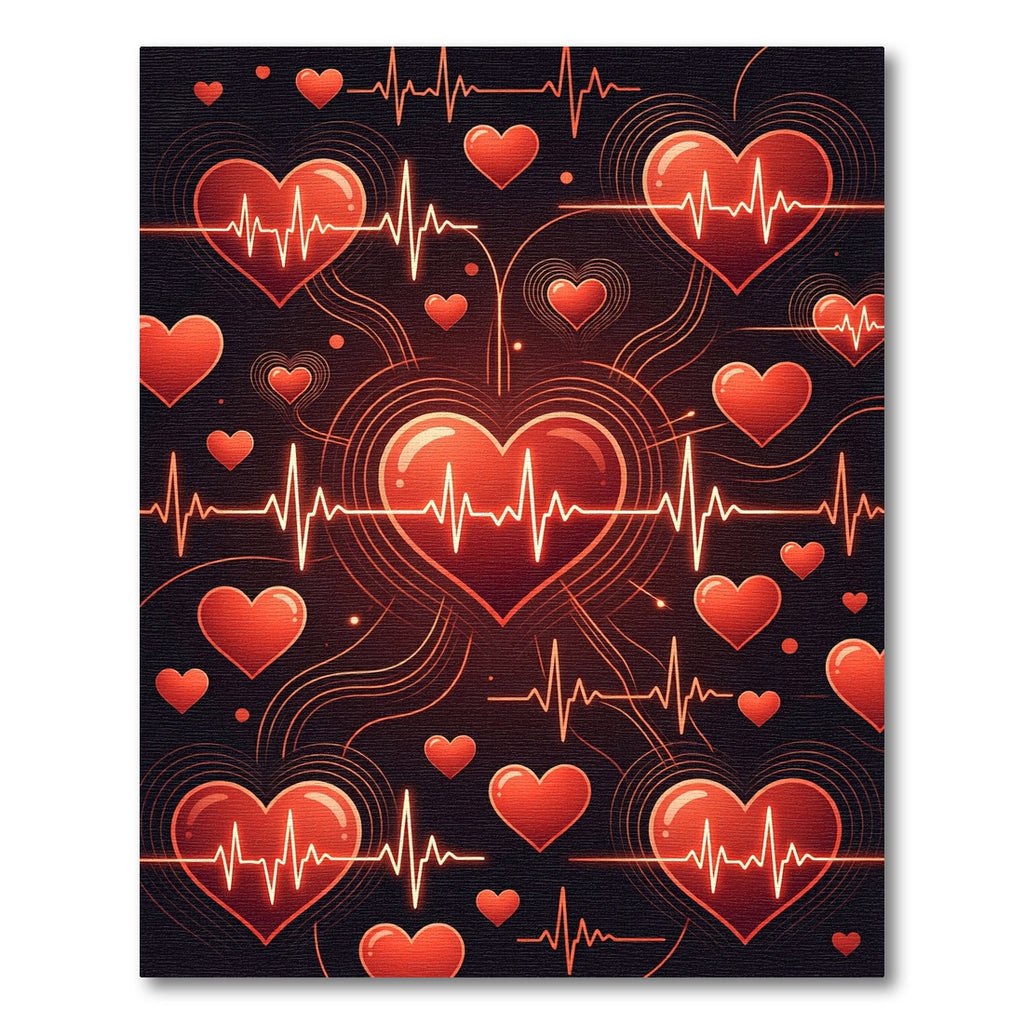 Neon Crimson Heartbeat Pulse Glow Rug