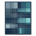 Calm Blue Grid Linear Composition Rug