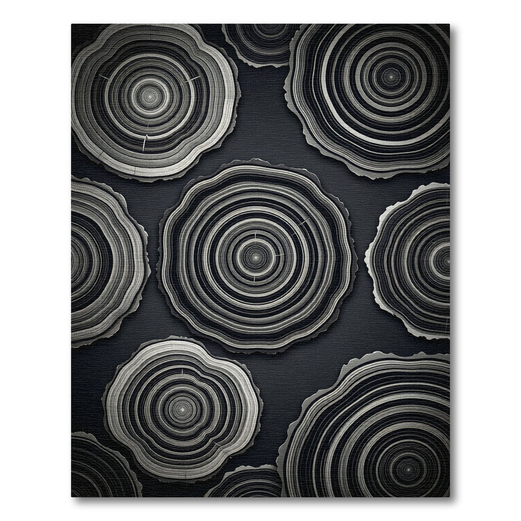 Monochrome Wood Grain Rings Rug