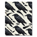 Dark Raven Ink Brush Bird Illustration Rug