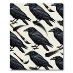 Dark Raven Ink Brush Bird Illustration Rug