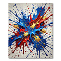 Vibrant Splash Red Blue Gold Splatter Rug