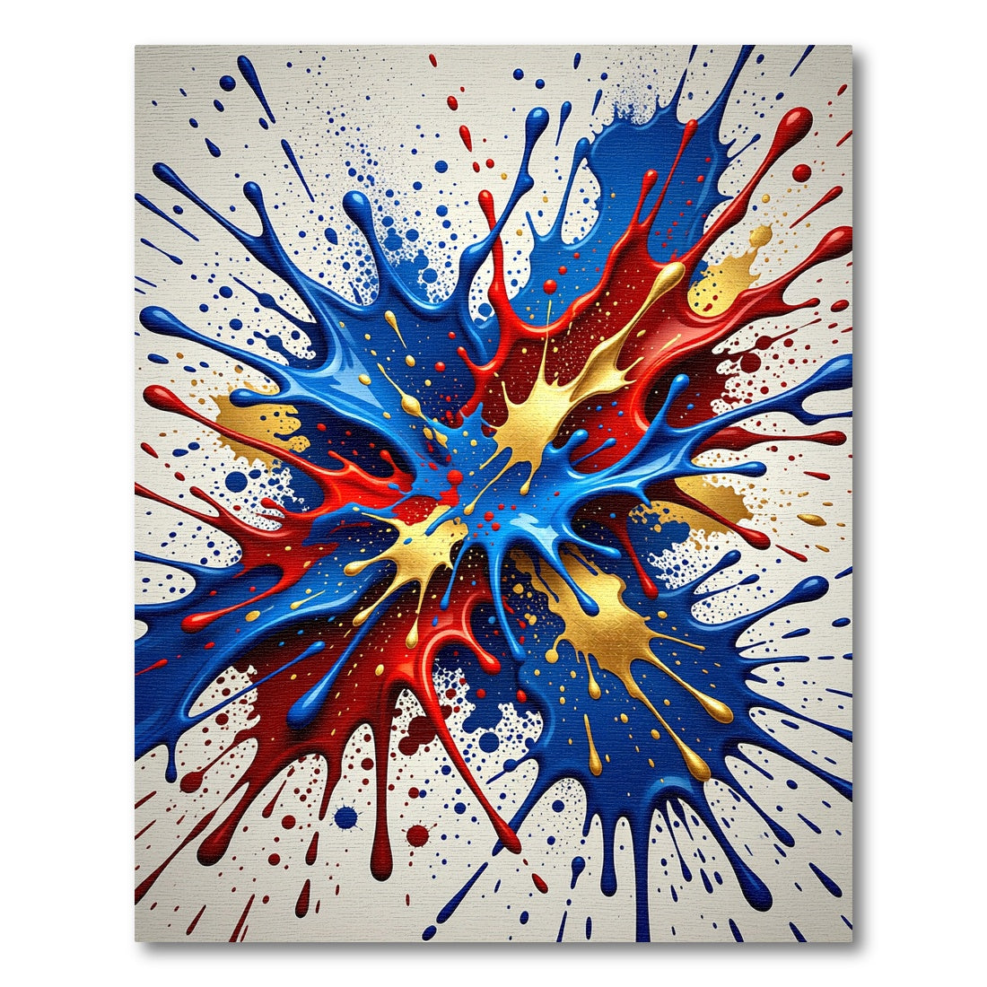 Vibrant Splash Red Blue Gold Splatter Rug