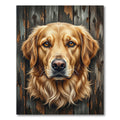 Majestic Golden Retriever Portrait on Wood Rug