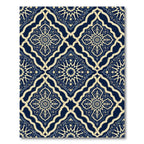 Navy and Cream Ornate Star Tile Rug