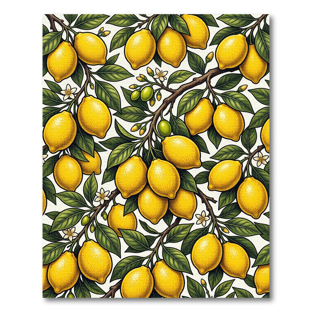 Vibrant Yellow Botanical Lemon Grove Rug