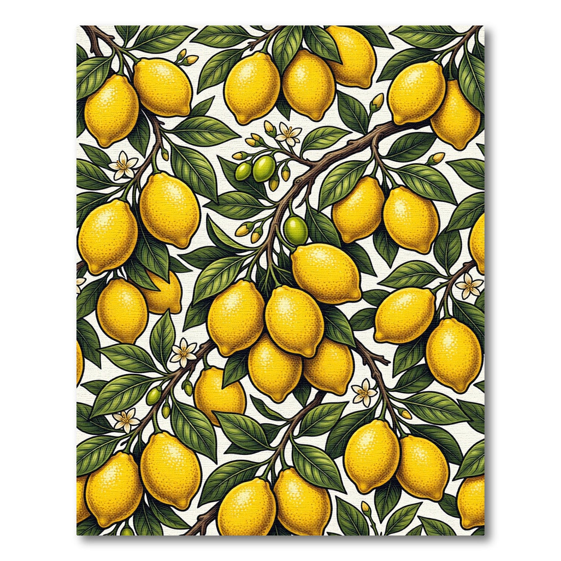 Vibrant Yellow Botanical Lemon Grove Rug