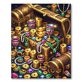 Golden Treasure Chest Opulent Jewel Accents Rug