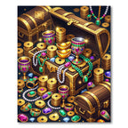Golden Treasure Chest Opulent Jewel Accents Rug