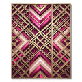 Art Deco Magenta Gold Geometric Statement Rug