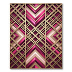Art Deco Magenta Gold Geometric Statement Rug
