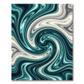 Modern Teal and Cream Marble Swirl Rug