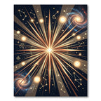 Golden Cosmic Starburst Constellation Rug