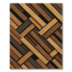 Modern Geometric Wood Plank Weave Rug