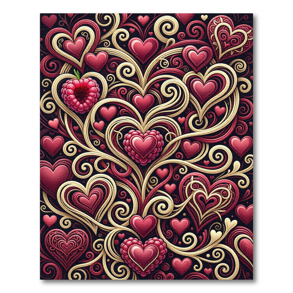 Crimson Heart Swirl Garland Rug