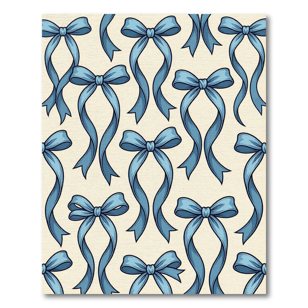 Elegant Blue Ribbon Bows Illustration Rug
