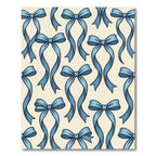 Elegant Blue Ribbon Bows Illustration Rug