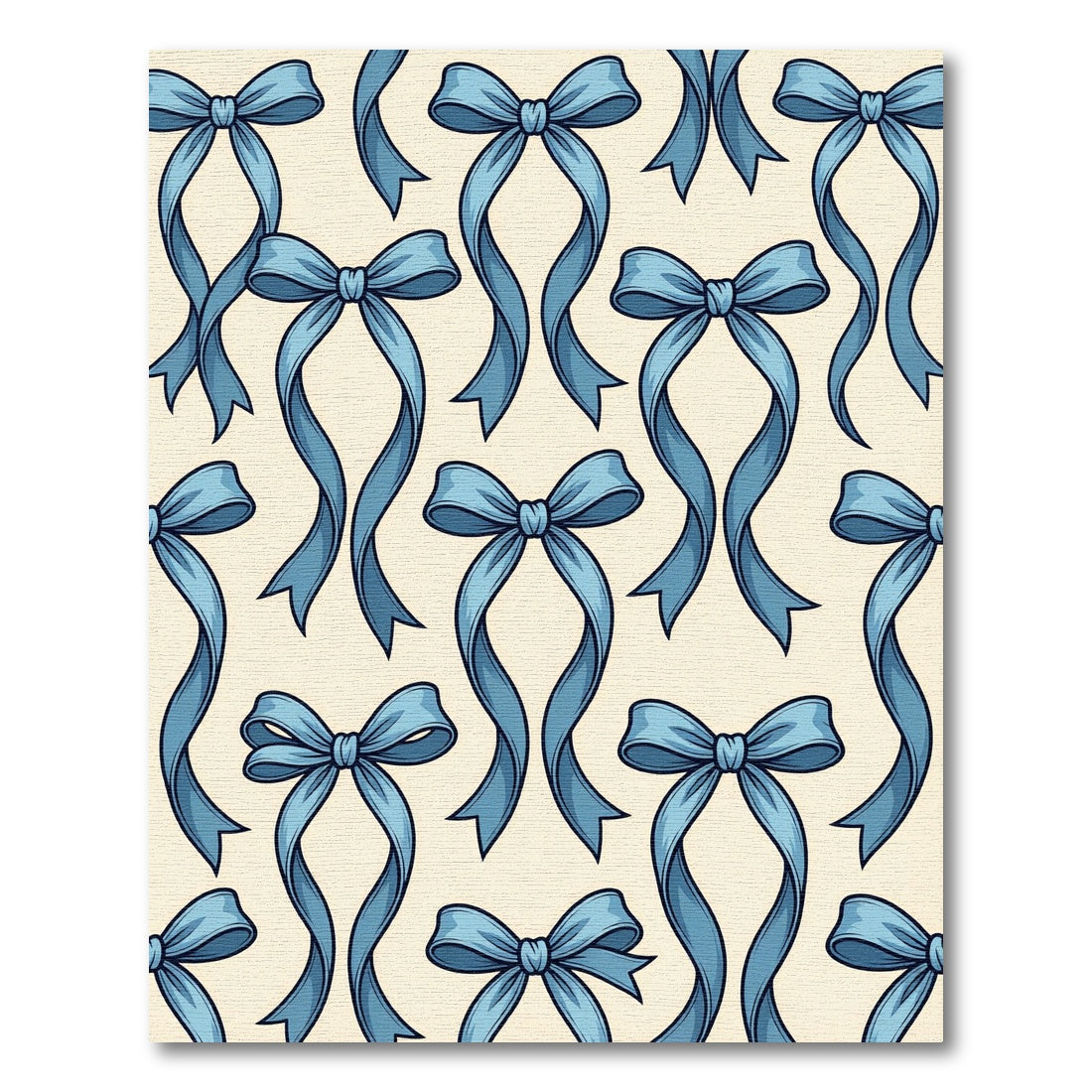 Elegant Blue Ribbon Bows Illustration Rug