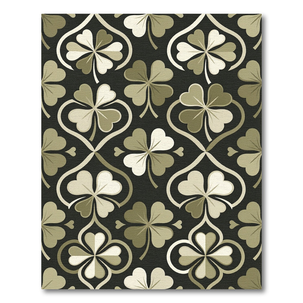 Sage Green Clover Geometric Art Deco Rug