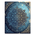 Elegant Navy Golden Floral Medallion Rug