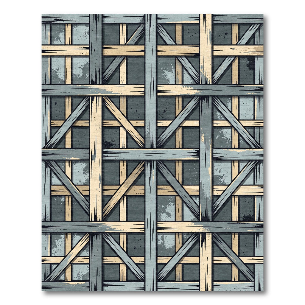 Rustic Wood Beam Grid Rug