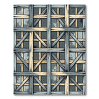 Rustic Wood Beam Grid Rug