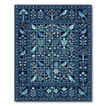 Deep Blue Avian Floral Garden Rug