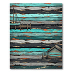 Coastal Blue Weathered Wood Scene Rug