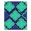 Teal Quatrefoil Geometric Layered Navy Rug