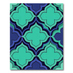 Teal Quatrefoil Geometric Layered Navy Rug