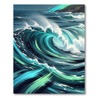 Dynamic Teal Ocean Wave Swirl Rug