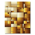 Modern Golden Geometric Abstract Block Rug