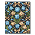 Blue and Cream Tulip Lattice Bows Rug