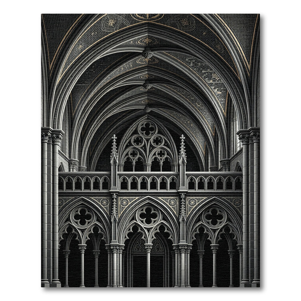 Gothic Grey Ornate Court Arches Rug