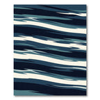 Abstract Navy Blue Striated Wave Rug