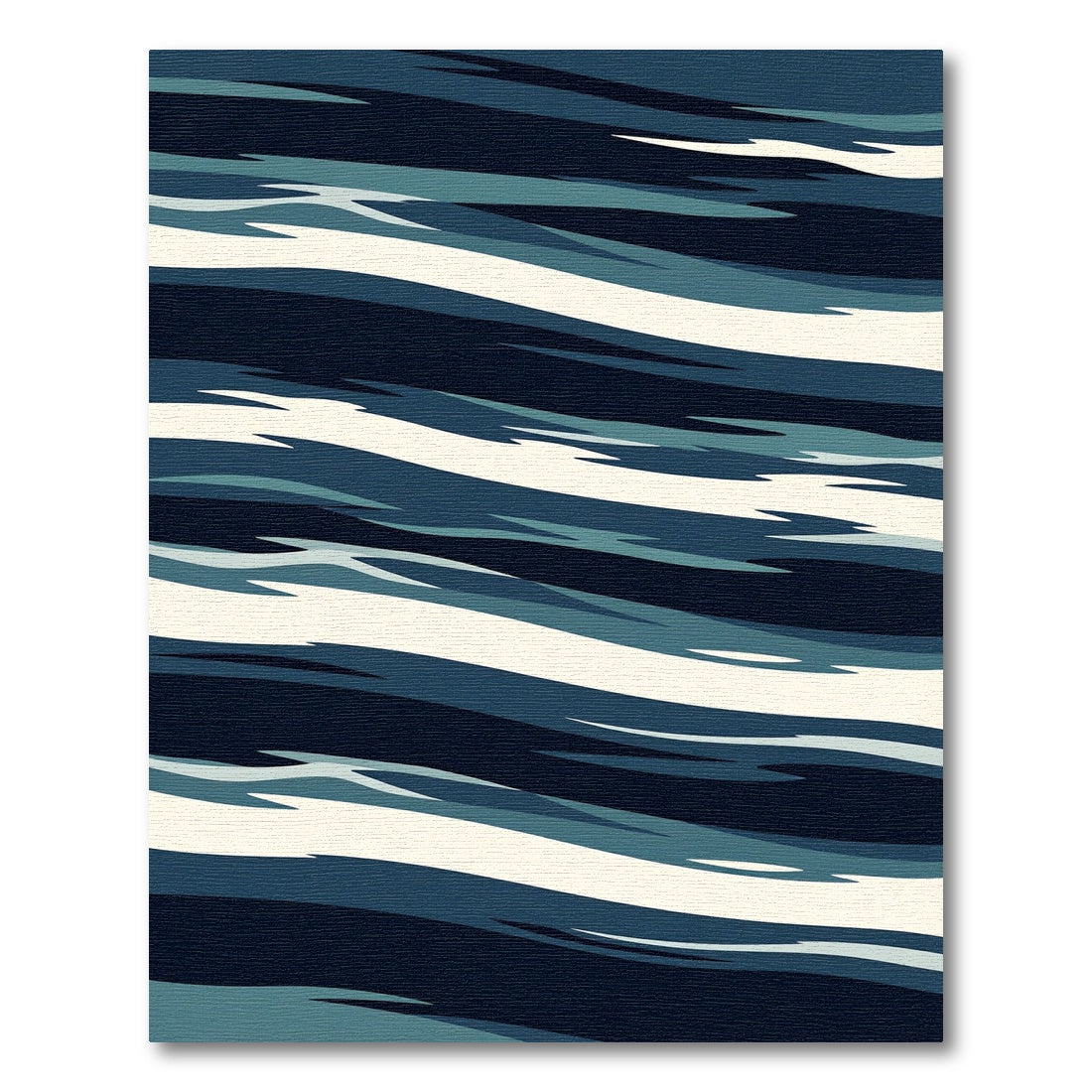 Abstract Navy Blue Striated Wave Rug
