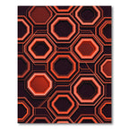 Geometric Octagon Neon Orange Abstract Rug