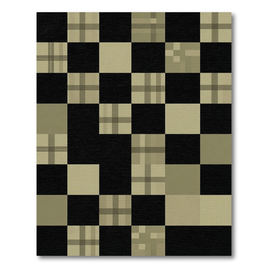 Monochrome Plaid Checkerboard Squares Rug