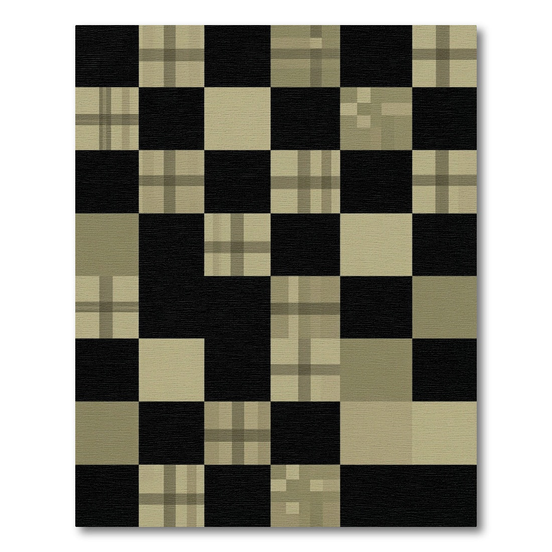 Monochrome Plaid Checkerboard Squares Rug