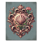 Opal Floral Shell Cartouche Rug