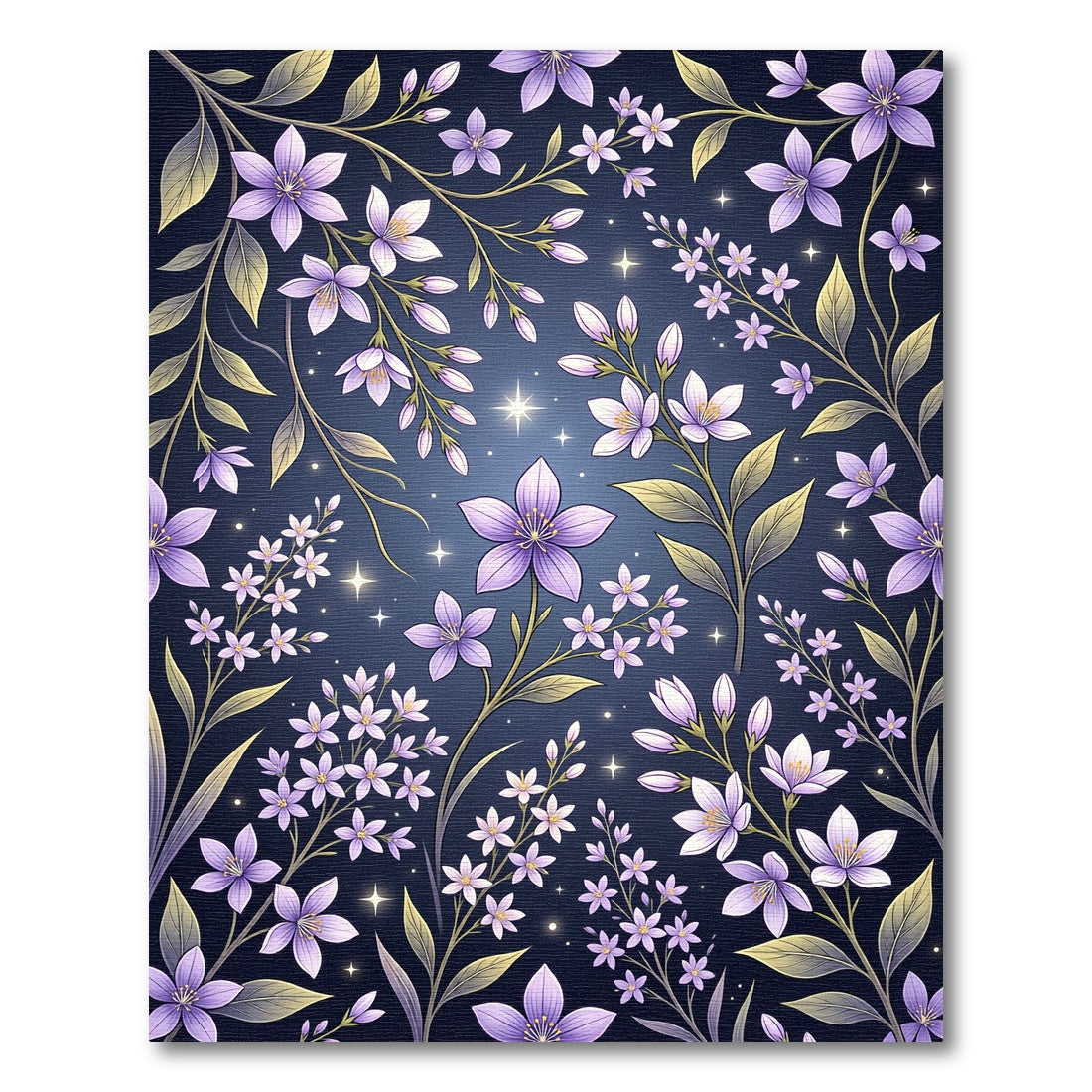 Enchanted Purple Lilac Starry Meadow Rug