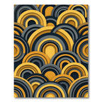 Layered Yellow Gray Arch Composition Rug