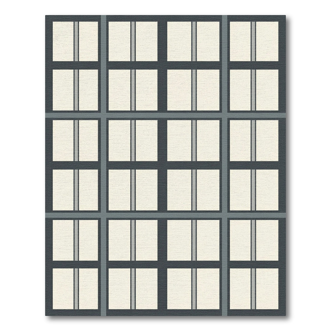 Grid Layout Cream Gray Composition Rug
