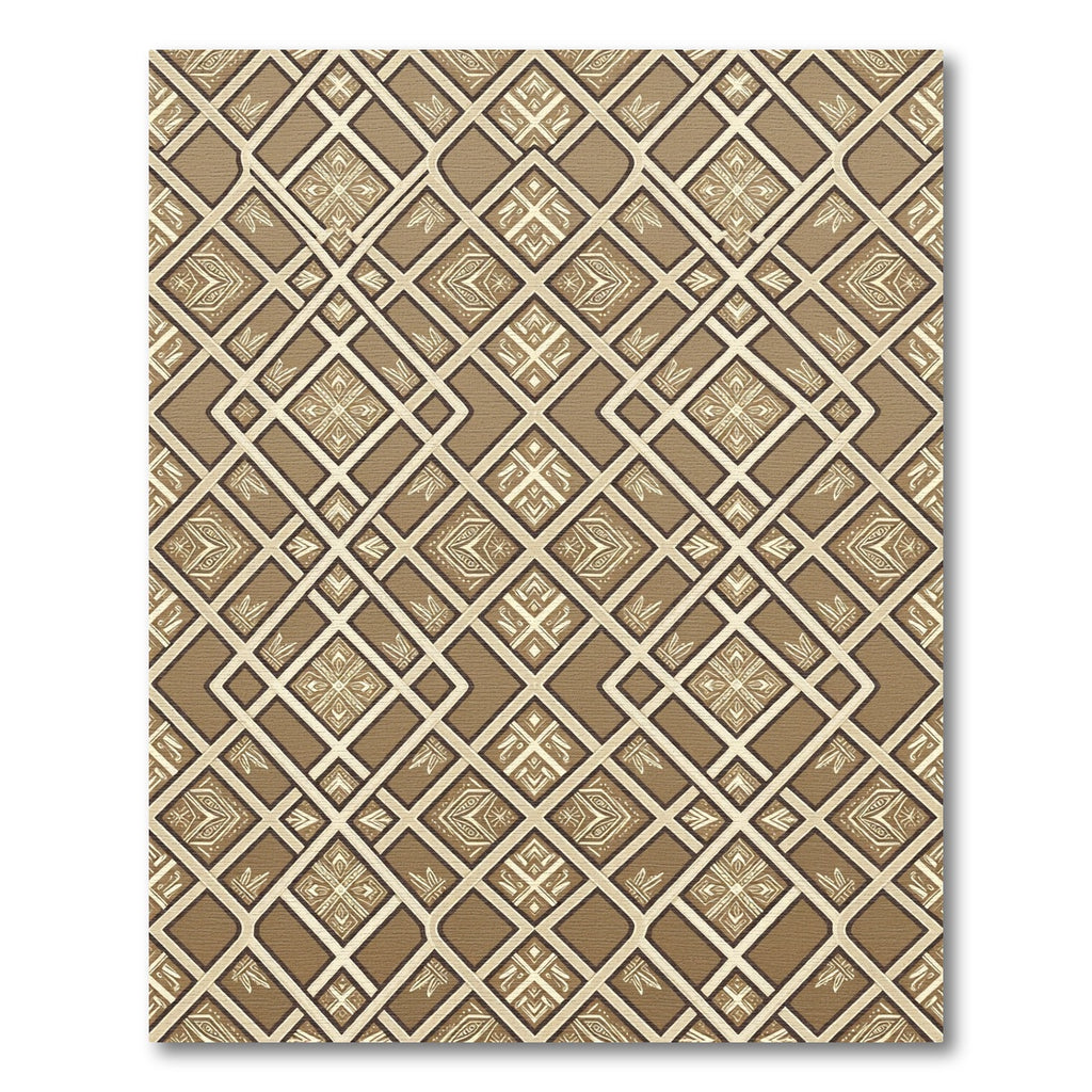 Earthy Bronze Geometric Diamond Lattice Rug
