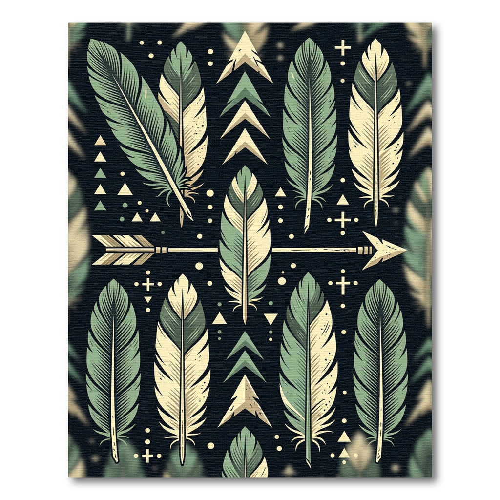 Sage Feather Arrow Folk Graphic Rug